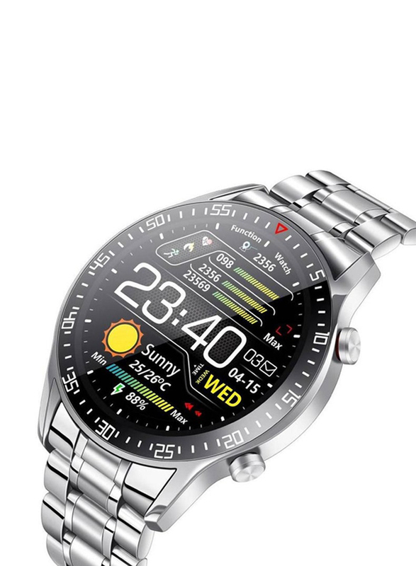 46mm Sports & Business Smartwatch with IP68 Waterproof Pedometer for Android iOS, Silver