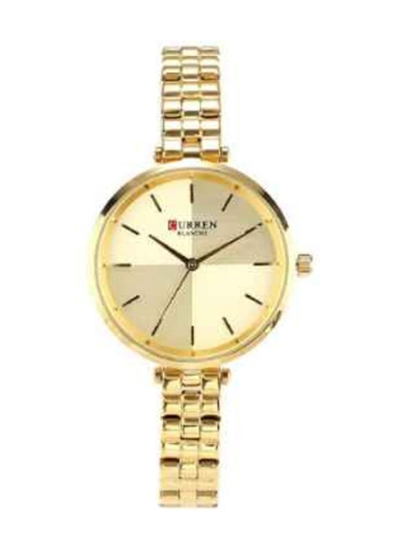 

Curren Analog Watch for Women with Stainless Steel Band, Water Resistant, Gold