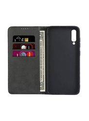 Samsung Galaxy A70 Wallet Leather Mobile Phone Flip Case Cover, Dark Grey