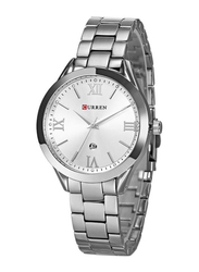 Curren Analog Watch for Women with Stainless Steel Band, 9007, Silver