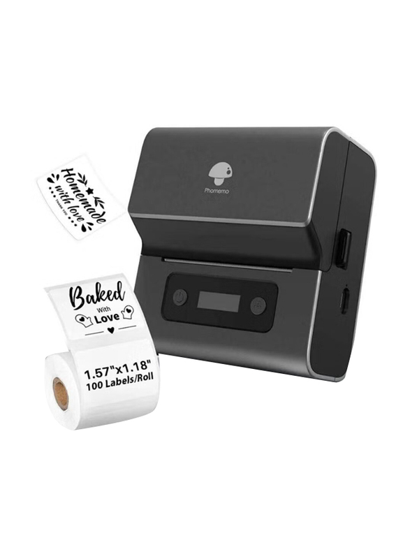 Phomemo 3-inch Label Maker Bluetooth Thermal Printer, Black