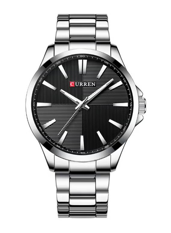 Curren Analog Watch for Men with Stainless Steel Band, Water Resistant, 8322, Silver-Black