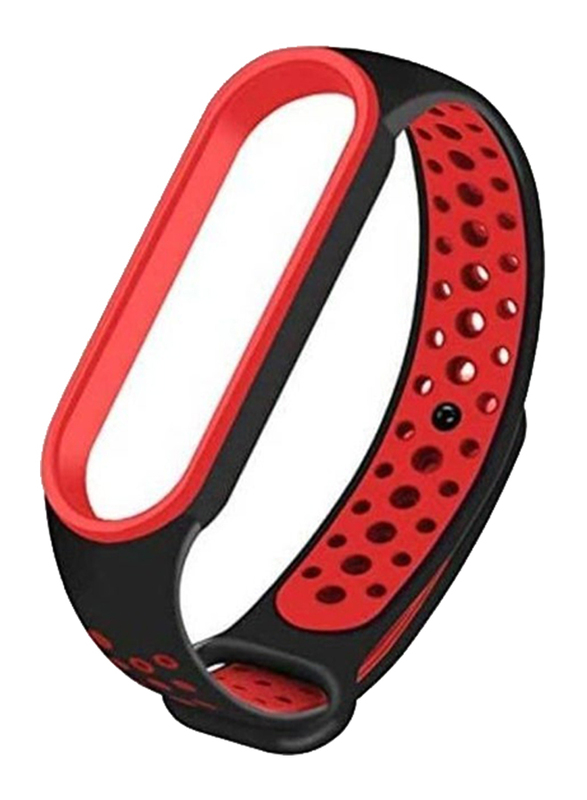 Silicone Replacement Wrist Band Waterproof Bracelet Strap for Xiaomi Mi 7, Red/Black