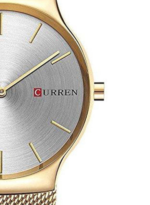 Curren Analog Watch for Men with Stainless Steel Band, Water Resistant, 8256, Gold-Silver