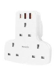 Yesido 3 Power Plug 2 USB 20W PD Charging Socket, White