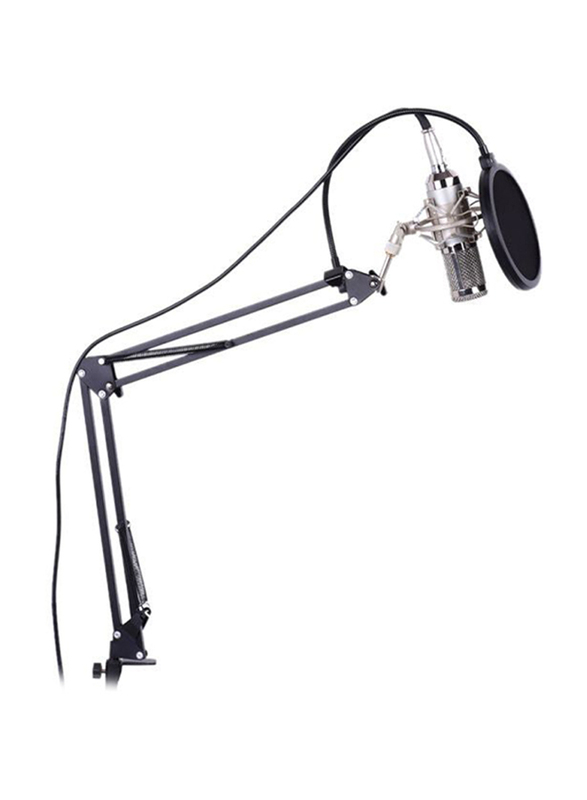 Recording Condenser Microphone Kit Set, Silver/Black