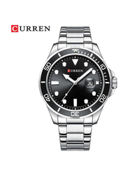 Curren Analog Watch for Men with Stainless Steel Band, Water Resistant, 8388-1, Silver-Black