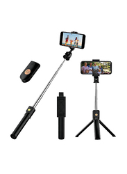 Vecolla Extendable Selfie Tripod Stick with Detachable Wireless Remote for Smartphones, Black