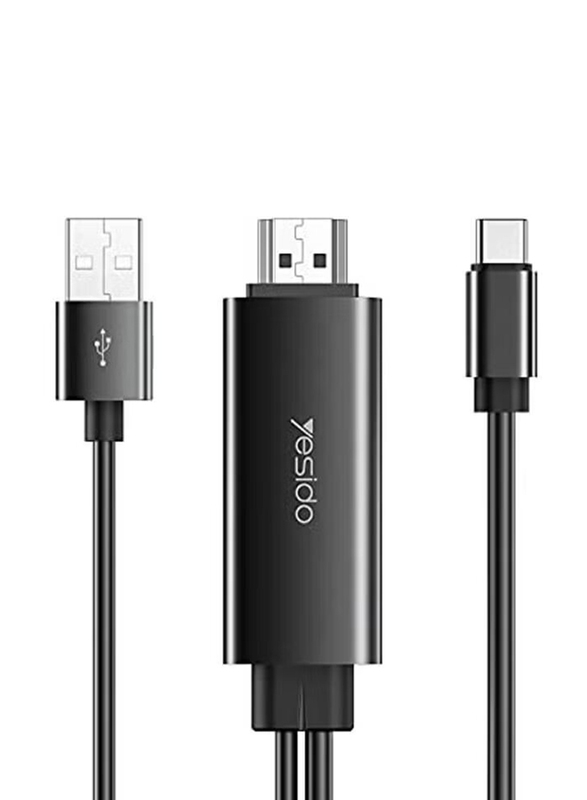 Yesido HDMI Adapter HDMI to USB Type A & USB Type C for All Smartphones, Black