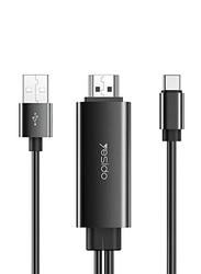 Yesido HDMI Adapter HDMI to USB Type A & USB Type C for All Smartphones, Black