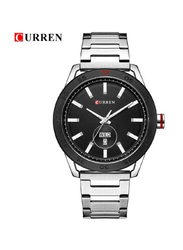 Curren Analog Watch for Men with Stainless Steel Band, Water Resistant and Chronography, N474736644A, Silver-Black