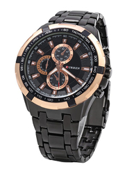 Curren Analog Watch for Men with Stainless Steel Band, Water Resistant & Chronograph, 8023, Black