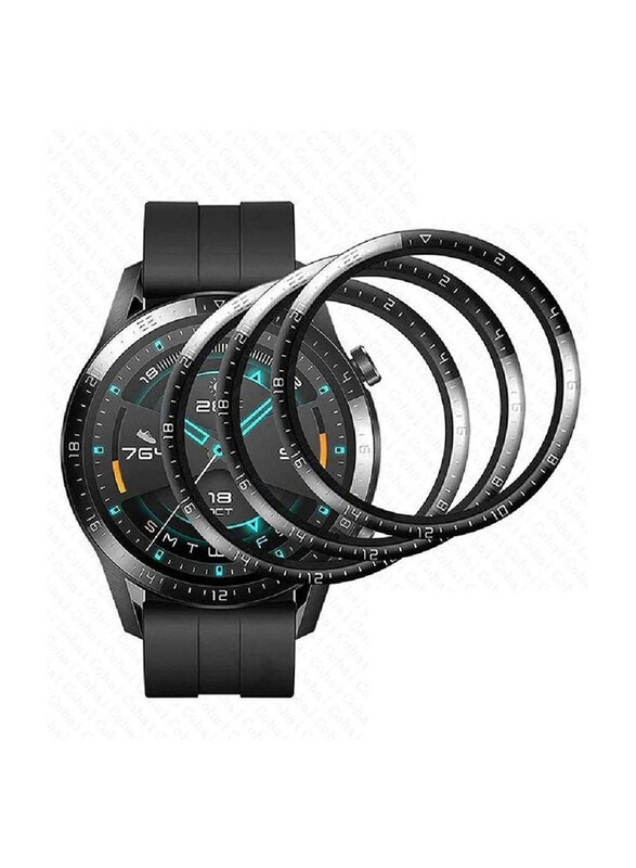 3-Piece 5D Full Curved Tempered Glass Screen Protector for Huawei Watch GT3 46mm, Clear/Black