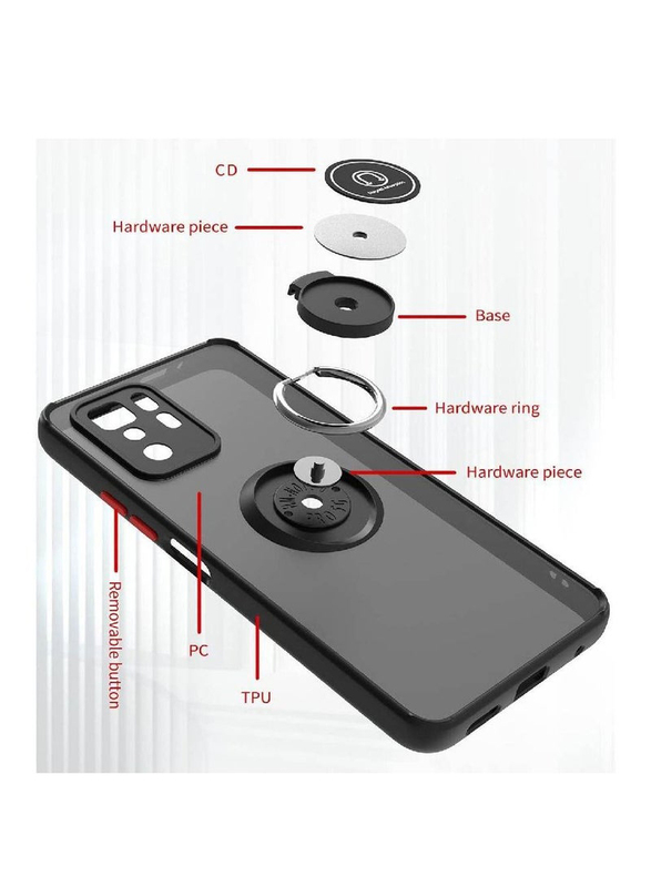 Xiaomi Poco X3 GT 360 Degree Rotate Metal Magnetic Ring Kickstand Matte Mobile Phone Case Cover, Black