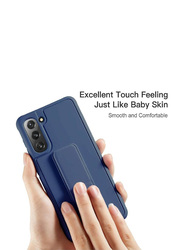 Samsung Galaxy S21 FE 5G Silicone Mobile Phone Back Case Cover with Protective Car Mount Kickstand & Holder, Blue