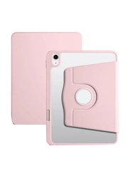 10.9-inch Apple iPad (10th Generation) (2022) Hard PC Back Shell Slim, Hard Shell Folio, Auto Sleep/Wake 360° Rotating Stand Smart Tablet Case Cover, Pink