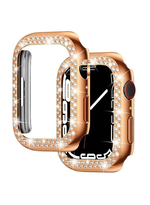 

Generic Bling Crystal Diamond Protective Bumper Frame Case Cover for Apple Watch 41mm, Rose Gold