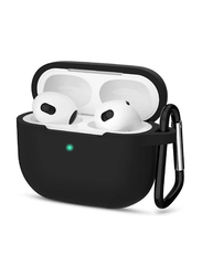 Protective Skin Case Cover with Keychain and Lock for Apple AirPods 3, Black