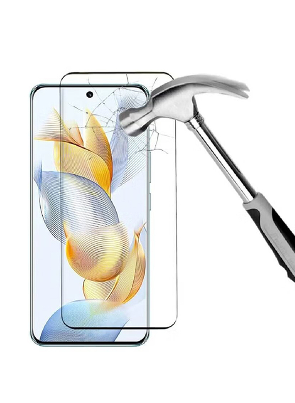 HYX Honor 90 5G Full Coverage HD Anti Scratch Bubble-Free Tempered Glass Screen Protector with High Response, Clear/Black