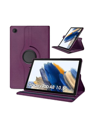 Samsung Galaxy Tab A8 10.5 Inch 2021 360 Degree Rotating Stand Auto Sleep/Wake Folio Leather Smart Tablet Phone Flip Case Cover, Purple