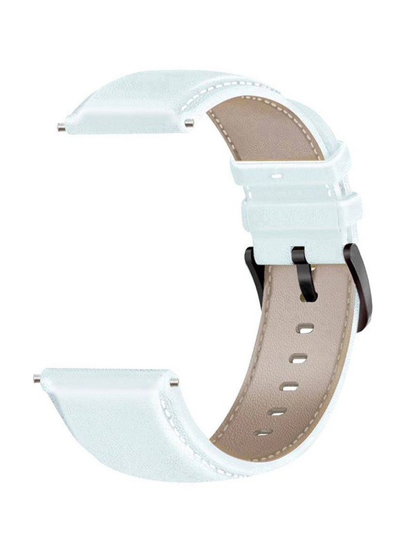 Replacement Genuine Leather Strap for Huawei Watch GT3, White