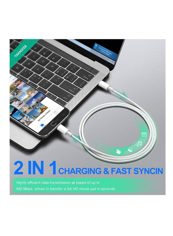 1-Meter Power Delivery Fast Charging Cable, USB Type-C to USB Type-C, White