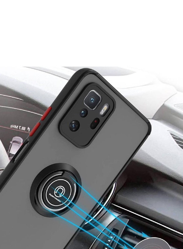 Xiaomi Poco X3 GT 360 Degree Rotate Metal Magnetic Ring Kickstand Matte Mobile Phone Case Cover, Black