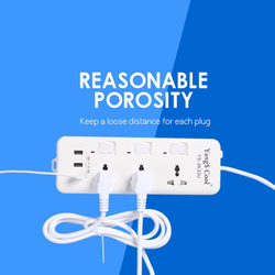 Electrical Sockets Charging Station Hub Versatile Power Strip with USB Ports, White