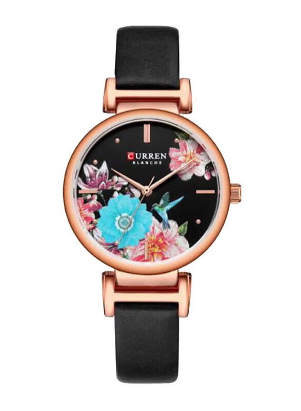 

Curren Analog Watch for Women with Leather Band, Water Resistant, 9053, Black-Multicolour