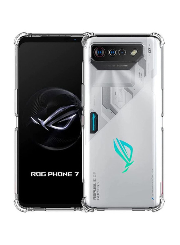 Zoomee Asus Rog Phone 7/Rog Phone 7 Ultimate Protective Soft Silicone Mobile Phone Case Cover with Screen Protector, 2 Piece, Clear