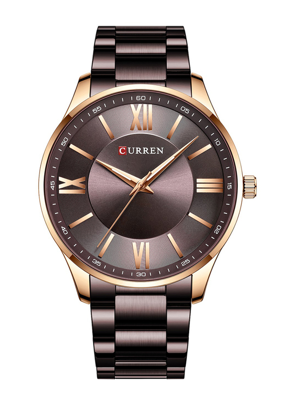 Curren Analog Watch for Men with Stainless Steel Band, Water Resistant, 8383-5, Brown