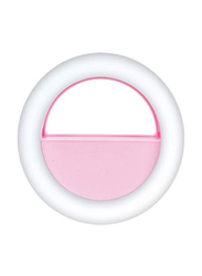 Mini Clip-on Smartphone Selfie Ring RGB LED Light Beauty Lamp Built-in Rechargeable Battery For Smartphones, White