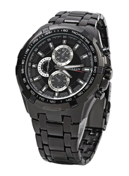 Curren Analog Watch for Men with Stainless Steel Band, Water Resistant and Chronograph, Black