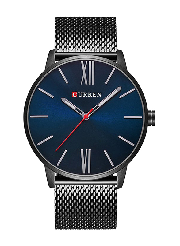 Curren Analog Watch for Men with Stainless Steel Band, Water Resistant, 8238z, Black-Blue