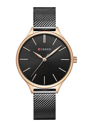 Curren Analog Watch for Women with Stainless Steel Band, Water Resistant, , Black