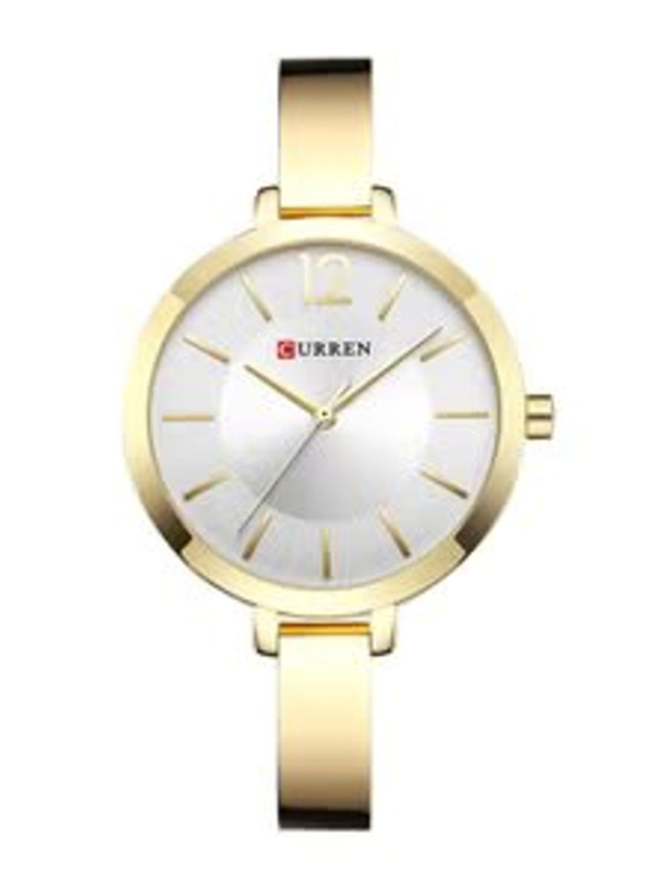Curren Analog Watch for Women with Alloy Band, Water Resistant, 9012, Silver-Gold