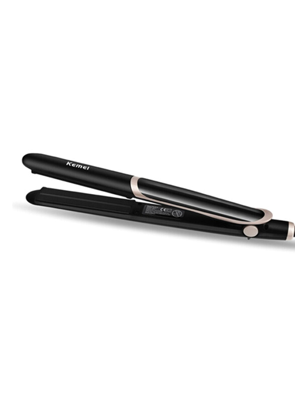 

Kemei 2-in-1 Infrared Flat Iron Curler Hair Straightener Ceramic Thermostatic Coating Styling Tool, KM-2219, Black