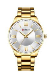 Curren Analog Watch for Men with Stainless Steel Band, Water Resistant, 8383, White-Gold