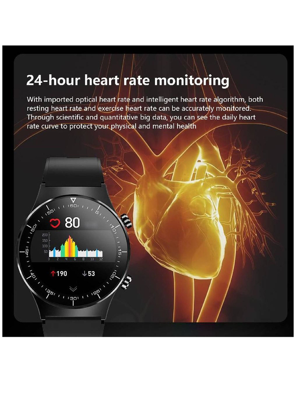 Heart Rate Blood Pressure Oxygen Exercise Meter Step Information Sports Digital Bluetooth Smartwatch, Black