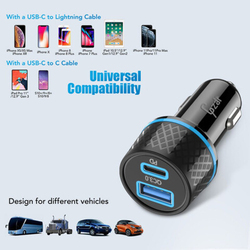 Gzar 42.5W Super Fast Car Charger Adapter, Black
