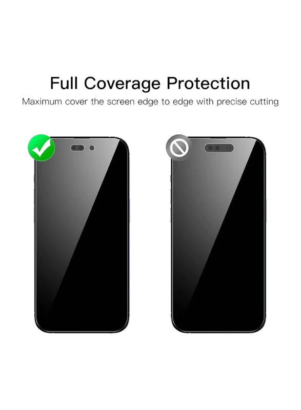 Apple iPhone 14 Pro Max Anti Scratch Privacy Tempered Glass Screen Protector, 2 Pieces, Black