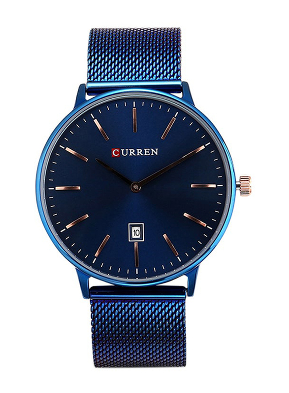 Curren Analog Watch for Men with Stainless Steel Band, Water Resistant, 2563059, Blue