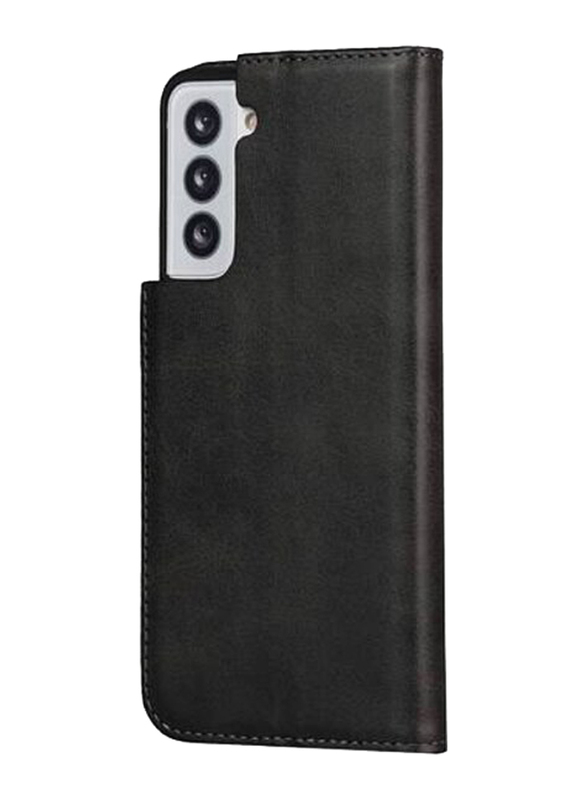 Samsung Galaxy S21 5G Leather Folio Flip Mobile Phone Case Cover, Black