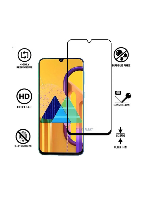 Samsung Galaxy A50 Full Glue Edge-to-Edge Tempered Glass Screen Protector, Clear/Black