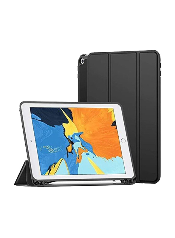 Apple iPad Air 1/2, iPad 9.7 2017/2018 Tablet Flip Case Cover With Pencil Holder, Black