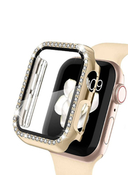 Diamond Watch Cover Guard Shockproof Frame Compatible for Apple Watch 41mm, Gold/Clear