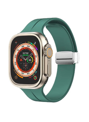 Perfii Replacement Soft Silicone Magnetic Buckle Sport Band for Apple Watch 42mm/44mm/45mm/49mm, Green