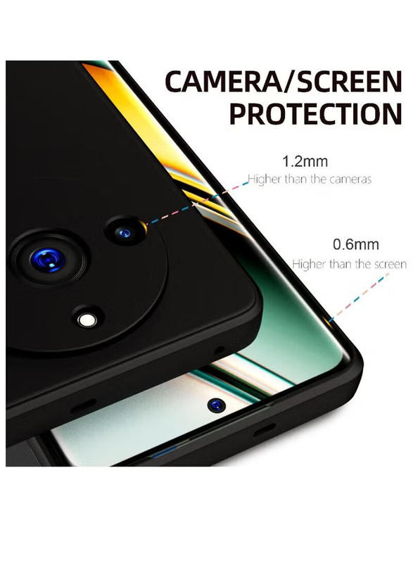 ZooMee Realme 11 Pro+ Protective Silicone Flexible Camera Protection Slim Ultra Soft Back Mobile Phone Case Cover, Black