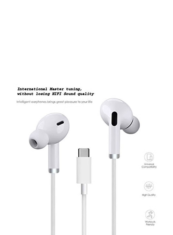 Wired In-Ear Type-C USB  Earphones with Microphone, White