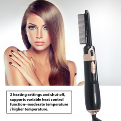 4-In-1 Hair Dryer Styler and Volumizer Hair Curler Straightener Blow Dryer Brush Rotating Blow Dryer Comb, Black